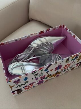 Jeffrey Campbell Silver Pointed Slingback Heels